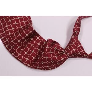 Burberrys of London Burgundy Geometric Print Silk Necktie Tie Made in USA